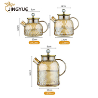 Pichet en verre borosilicate orné de diamants d'une capacité de 1000ml à 1800ml, couvercle et poignée en acier inoxydable pour thé glacé, café et eau