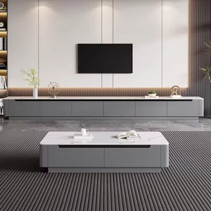 Boden stehende TV-Schrank Couch tisch Kombination Creme Stil moderne einfache weiße Wohnzimmer kleine TV-<span class=keywords><strong>Abinet</strong></span> - Product Image 4