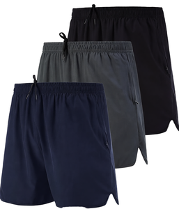 Shorts de course pour hommes, respirants, en polyester et élasthanne, extensibles, avec cordon de serrage, couleur unie, séchage rapide, shorts d'entraînement - Product Image 1