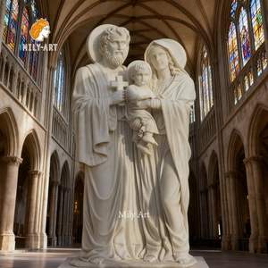 Mily tùy chỉnh thiết kế đá cẩm thạch Thánh Gia đình điêu khắc tượng Tay Chạm Khắc Tôn Giáo phong cách để bán - Product Image 1
