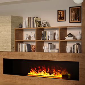 Humidificador de Vapor con Llama LED de 60 Pulgadas, Efecto de Llama Falsa, <span class=keywords><strong>Chimenea</strong></span> Móvil Negra con Fuego Eléctrico - Product Image 1