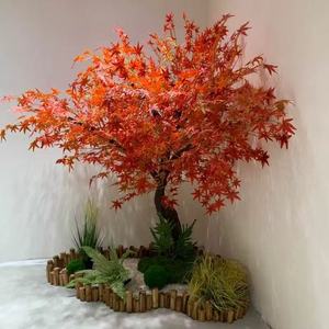 Cao cấp lớn phong cách Nhật Bản cây phong đỏ giả mạo cây xanh và trang trí hoa vật liệu sợi thủy tinh bền - Product Image 4