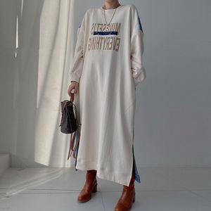 2025 coreano Patchwork Demin Dress oversize lungo T Shirt Modulare ampio ampio abiti con cappuccio Casual felpa abito da donna - Product Image 1