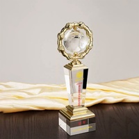 Vente en gros de trophées globe personnalisés en verre transparent, style art populaire, boule de cristal vierge, récompense sportive en verre K9, souvenir, gravure de LOGO, cadeau