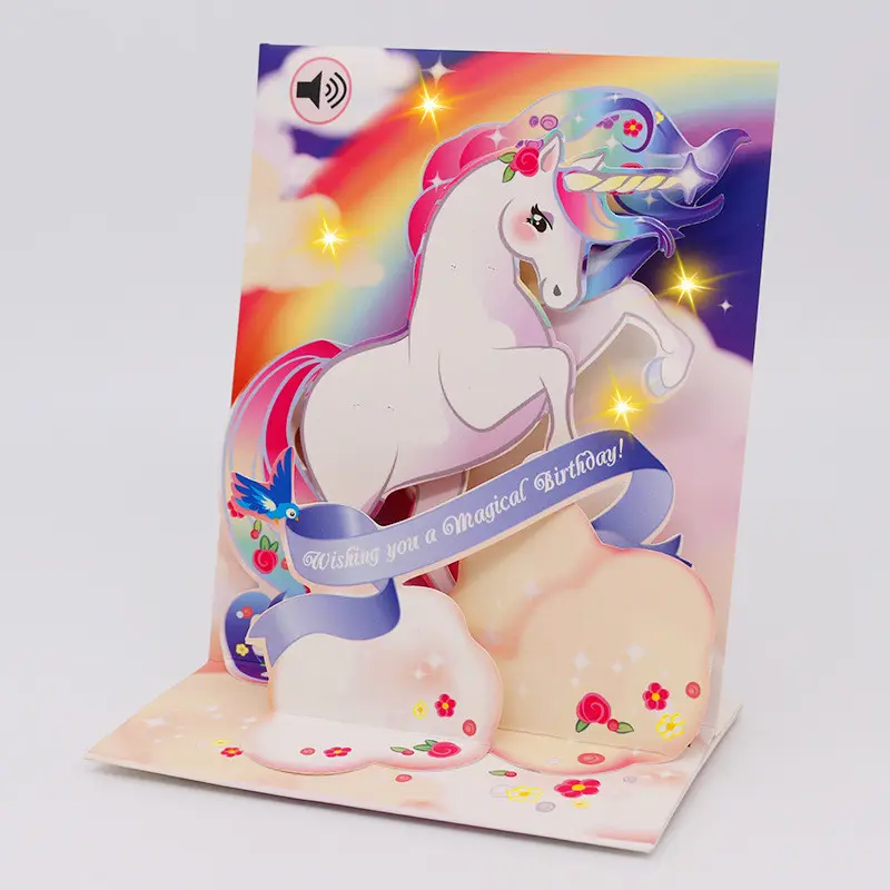 Wholesale Custom Printing Music Happy Birthday 3D Pop Up Greeting Cards