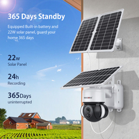 Caméra solaire 4G avec panneau 22W et enregistrement 24h/24, détection humaine PIR et vision nocturne couleur, caméra CCTV solaire extérieure étanche
