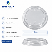 Offre Spéciale ZMH PACK Couvercles en plastique PET transparents de 117 mm, design dôme plat motif ours, personnalisables pour café, bubble tea et boissons froides