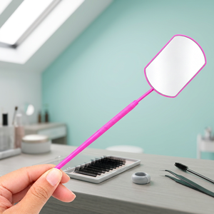 Espejo de Maquillaje de Mano, Acero Inoxidable, Color Rosa, Antiestático, Herramienta para Extensión de Pestañas, Diseño de Ángulo Amplio de un Solo Lado - Product Image 4