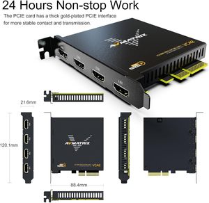Thẻ ghi hình AVMATRIX 1080p60 độ trễ cực thấp 4-PCI-E phát trực tiếp và ghi hình cho PS5, <span class=keywords><strong>PS4</strong></span> Pro, <span class=keywords><strong>Xbox</strong></span> Series X/S, thiết bị video <span class=keywords><strong>Xbox</strong></span> - Product Image 5