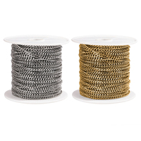 Chaîne en acier inoxydable plaqué or 18 carats, maillons creux, type trombone, chaîne Rolo, chaîne à maillons rectangulaires en bobine pour colliers et bracelets, vente en gros DIY
