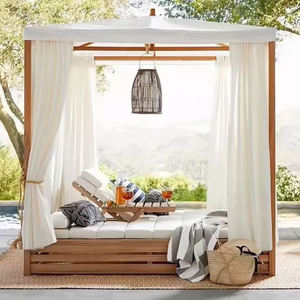 Conjunto de Muebles de Jardín Modernos para Patio - Sillón de Lujo y Cama Doble con Toldo de Teca - Product Image 3