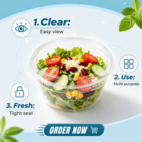 Boîte en plastique transparente avec couvercles de 12 oz, 16 oz, 24 oz, boîte à parfait pour salade, fruits, yaourt, smoothie, dessert