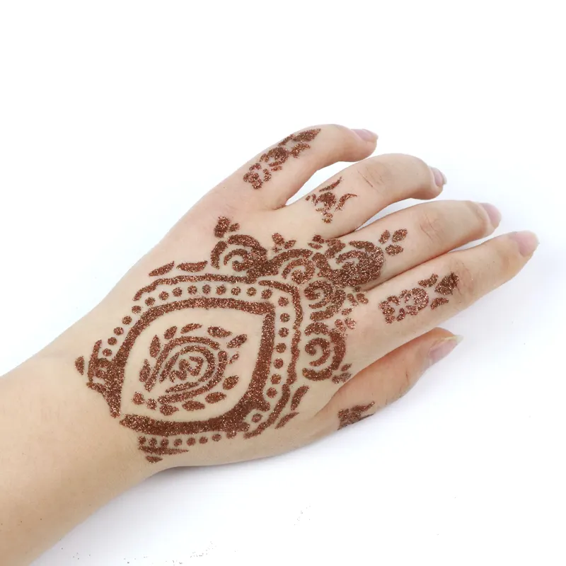 Kit di adesivi per tatuaggi con Stencil Glitter all'henné Mehndi personalizzati