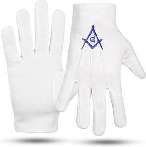 Gants maçonniques blancs brodés Uzair Umair Masonic Shriner Symbol 100% coton, grande taille, à vendre - Product Image 6