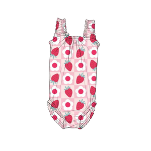 Maillots <span class=keywords><strong>de</strong></span> <span class=keywords><strong>bain</strong></span> pour bébés filles à séchage rapide personnalisés, imprimé fraises, vente en gros d'usine, maillots <span class=keywords><strong>de</strong></span> <span class=keywords><strong>bain</strong></span> pour enfants - Product Image 6
