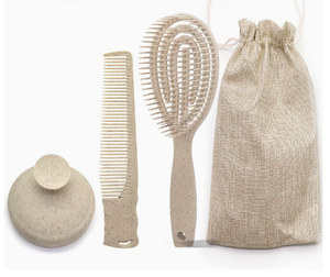 Cepillo Masajeador de Cuero Cabelludo de Paja de Trigo, Cepillo Plano para Champú, Cepillo Desenredante y Set de Peines para Hombres y Mujeres - Product Image 3
