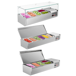 Enfriadores comerciales de ensaladas 2026, mesas de preparación de ensaladas con tapas de vidrio, vitrinas refrigeradas - Product Image 4