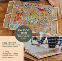 Table de puzzle portable avec tiroirs et couvercle, 30"x22", pour adultes, capacité 1000 pièces