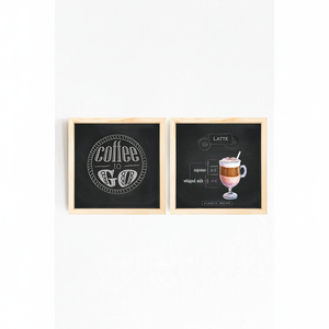 Modern 2-Piece Picture Set Coffee Corner Wooden Framed Wall <b>Art</b> 30x30 & 20x20 Sizes 5 Color Options - Product Image 2