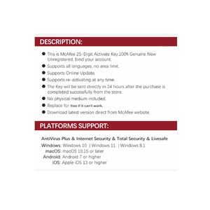 Livraison 24h/24 et 7j/7 McAfee Trusted Worldwide <span class=keywords><strong>avec</strong></span> garantie complète et guide rapide et simple pour une protection complète - Product Image 2