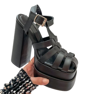 Vente flash 2026 Chaussures à talons épais de créateur Bout carré Plateforme Talons hauts Sandales pour femmes et dames Chaussures à talons tendance - Product Image 1