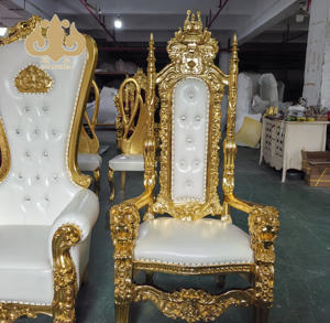 <span class=keywords><strong>Location</strong></span> de chaises trônes de luxe en or-Sièges de <span class=keywords><strong>mariage</strong></span> royal faits à la main pour banquet - Product Image 4