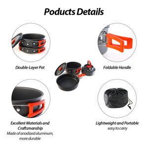 Bộ Nồi Nấu Ăn Ngoài Trời KingGear, Bộ Đồ Nấu Nướng Bằng Nhôm, 3 Trong 1, Cắm Trại Di Động - Product Image 6