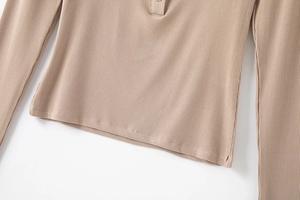 Luluxiyaya a manica lunga con collo grande a collo basso Sexy a maniche lunghe a maniche lunghe da <span class=keywords><strong>donna</strong></span> a manica lunga T-Shirt Slim Fit - Product Image 5