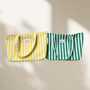 New Design Colorful Striped Cotton Tote <b>Bag</b> for <b>Women</b> Portable <b>Travel</b> and Beach <b>Bag</b> with Customizable Logo Label - Product Image 6