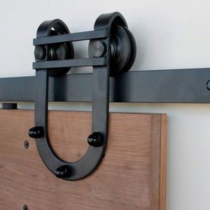 WEKIS - Herrajes Modernos para Puertas Corredizas de Estilo Americano, en Forma de Herradura Negra, Rodillo para Puerta Corrediza, Accesorios para Puertas Corredizas en Forma de U - Product Image 5