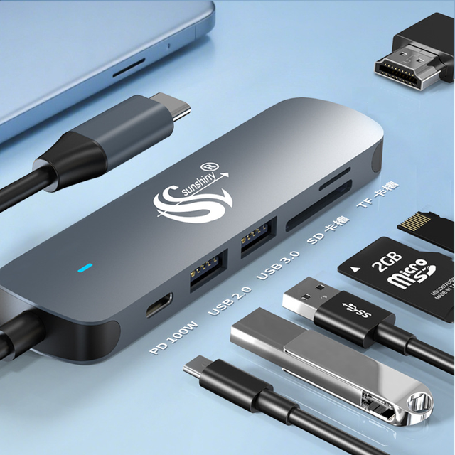 OEM Docking Station Hub 4 6 10 in One Type-C to USB3.0+USB2.0+PD+SD/TF 100W Power Delivery Mini Size for Laptop