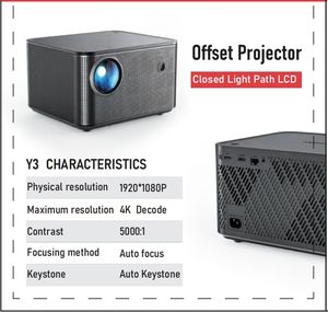 Nouveauté <span class=keywords><strong>Projecteur</strong></span> Y3 1920*1080P 4K Android Vidéo Proyector Cinéma <span class=keywords><strong>Extérieur</strong></span> Portable Super <span class=keywords><strong>Haut</strong></span> <span class=keywords><strong>de</strong></span> <span class=keywords><strong>Gamme</strong></span> Fonction Décalée - Product Image 2