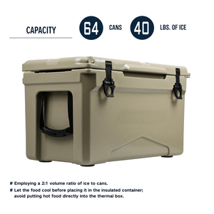 กล่องเก็บความเย็นสำหรับอาหารปลา 65QT PE พร้อมฉนวนกันความร้อน รักษาความเย็นได้นาน 5 วัน เหมาะสำหรับแคมป์ปิ้ง เดินทาง พิมพ์โลโก้ได้ - Product Image 4