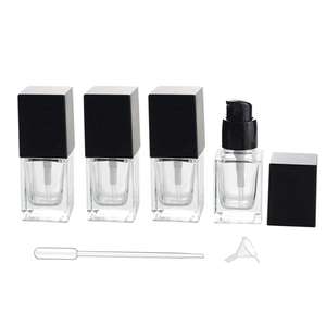 Botella de Vidrio Transparente Esmerilado y Grueso para Esencia Cosmética con Estampado en Caliente - Product Image 1