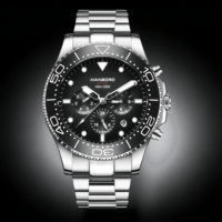 Montre mécanique unisexe de luxe à dégradé de couleurs, multifonctionnelle, en acier inoxydable, étanche, avec aiguilles luminescentes