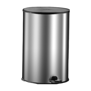 Poubelle en acier inoxydable Offre Spéciale Poubelle fermée souple argentée 8L Poubelle à pédale ronde pour salle de bain, bureau, cuisine - Product Image 1