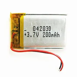 聚合物锂电池3.7 V 402030 200毫安时FCC ROHS MSDS手电筒吸尘器扫地机器人锂离子电池402030