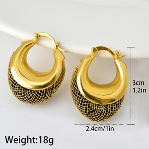 Pendientes de Aro Clásicos de Latón con Baño de Oro de 14K, Hipoalergénicos, de Diseño, para Mujer, Venta al Por Mayor, Alta Calidad - Product Image 4