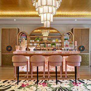 Custom Semi pietra preziosa mobili retroilluminati quarzo rosa cristallo rosa traslucido bancone Bar in pietra - Product Image 1