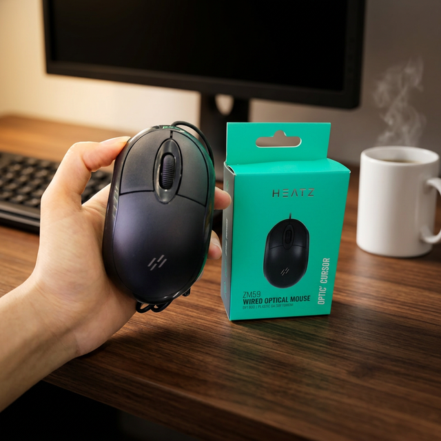 HEATZ ZM59 Wired Optical Mouse for Laptop & Desktop LED Backlit Mini Design 800 DPI Business Office Use