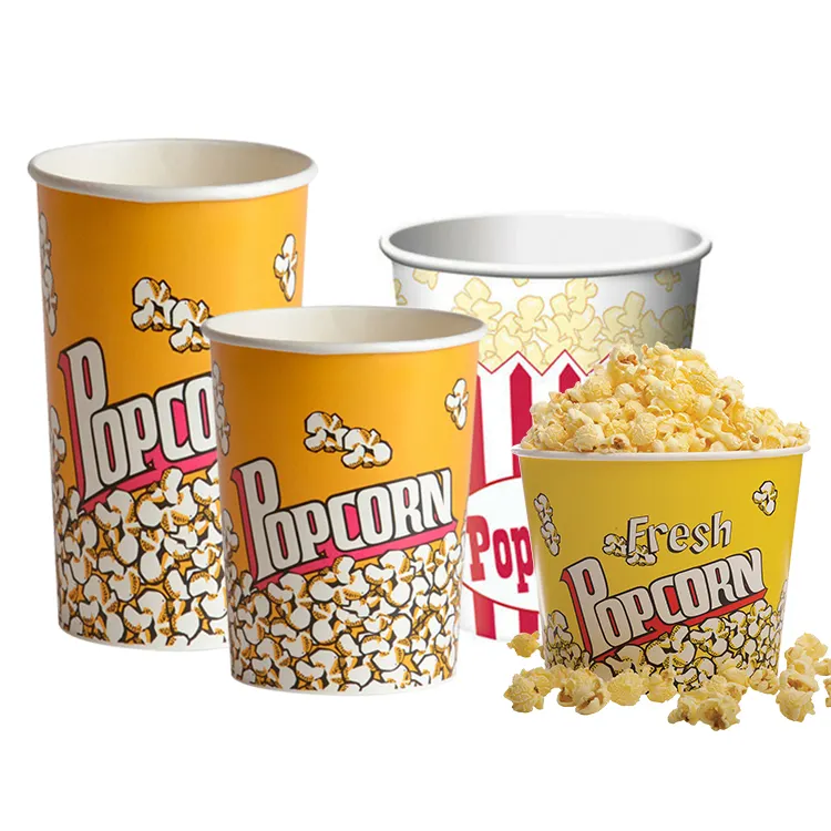 Benutzer definierte kleine große Größe 3 200 ml Öko Pla beschichtet gestreifte Snack-Food-Verpackung Eimer Popcorn Eimer Einweg papier Popcorn Tassen