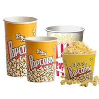 Personalizado pequeno tamanho grande 3 200 ml eco pla revestido lanche listrado embalagem do alimento pop milho balde de papel descartável popcorn xícaras