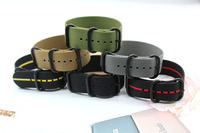 1,5mm Dickes Gym-Sport-Armband aus Nylon, PVD Sandgestrahlt Matt Schwarz 3-Ring Khaki Grün 22mm Einlagiges Weiches Smartwatch-Armband