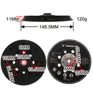 Plaque de support de ponçage noire de 6 pouces à 17 trous avec fixation auto-agrippante, <span class=keywords><strong>disque</strong></span> de ponçage sous vide de remplacement pour outils abrasifs et polissage - Product Image 3