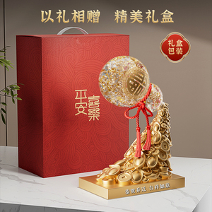 <b>Crystal</b> Gourd <b>Ornament</b> with Gold Ingots, Auspicious Wealth Home Decor, Gift for Business Opening Housewarming - Product Image 4