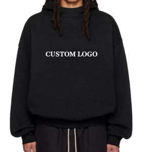Supplier Wholesale Luxury Black <b>Cropped</b> <b>Top</b> Hoodie Custom Puff Printed Heavyweight Cotton Oversized <b>Cropped</b> Hoodie With Pocket - Product Image 5