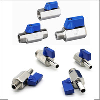 Vanne à boisseau sphérique manuelle d'arrêt PN63 en acier inoxydable, mini vanne à boisseau sphérique pour refroidissement liquide avec connecteur rapide pour tuyau OEM