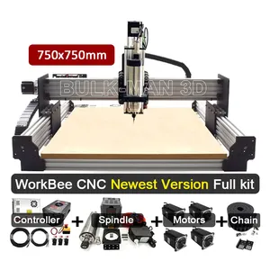 WorkBee-kit completo de enrutador de madera CNC, 750x750mm, mini maquinaria de carpintería de 4 ejes con Sistema de tensión Tingle, novedad