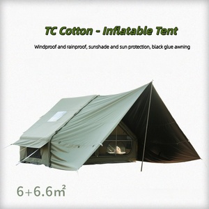 Tente gonflable pare-soleil imperméable et coupe-vent de <span class=keywords><strong>6</strong></span> + <span class=keywords><strong>6</strong></span>,<span class=keywords><strong>6</strong></span> m², auvent en coton TC, tente pneumatique portable pliable avec auvent - Product Image 1