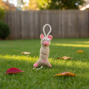 Jouet à mâcher en peluche pour chien, en jute, marron rose, style dessin animé, petite taille pour animaux de compagnie - Product Image 2